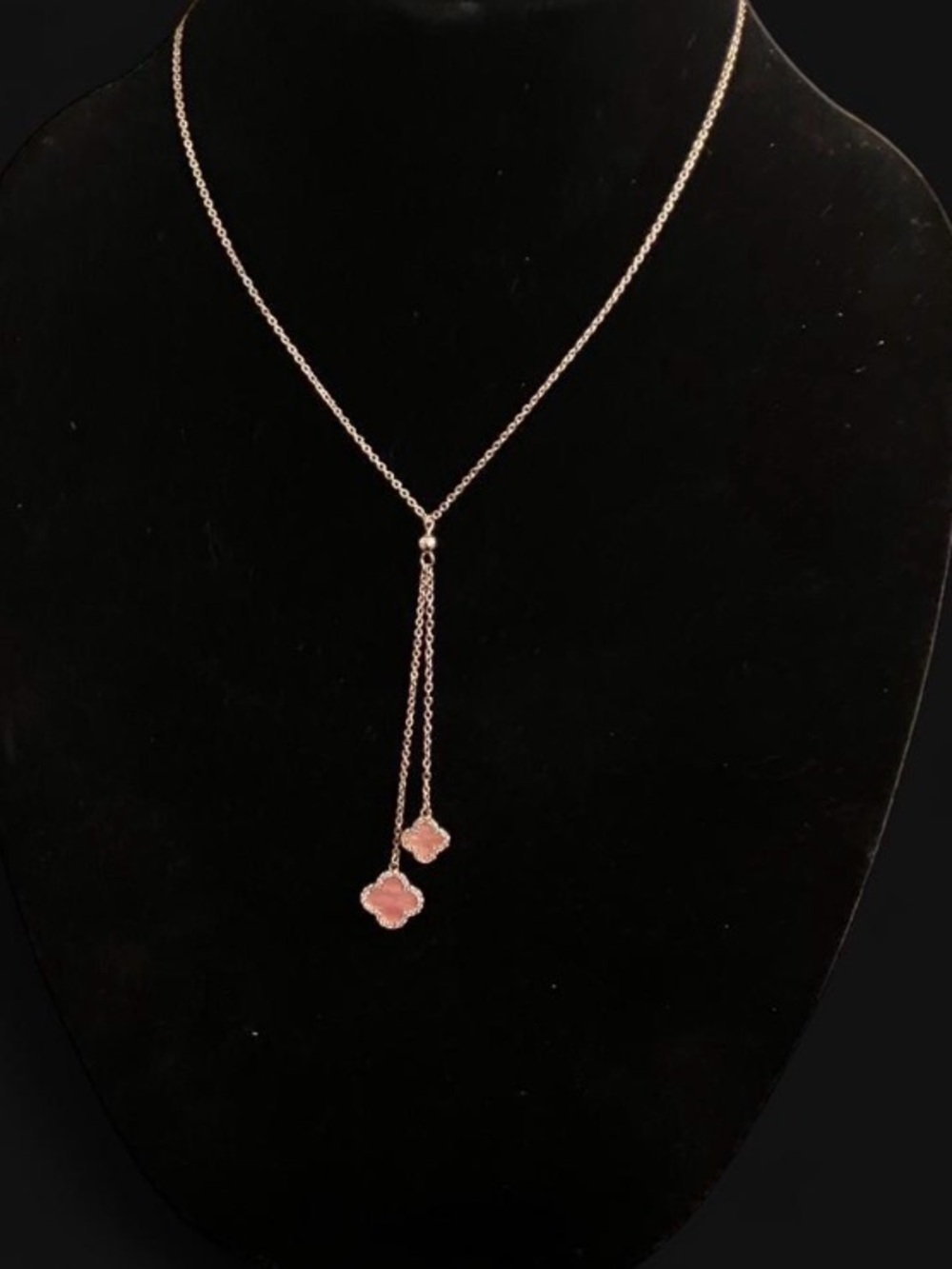 Delicate Pink Clover Lariat Necklace - Women Jewelry